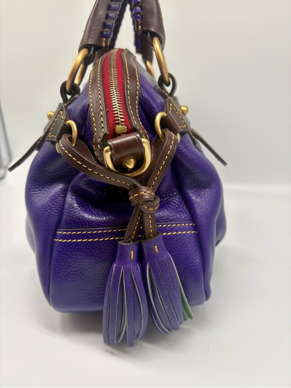 Dooney & Bourke Toledo Florentine Leather Medium Mail Satchel Violet Purple RARE - Picture 7 of 11